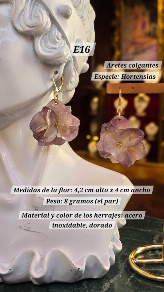 Aretes con Hortensias