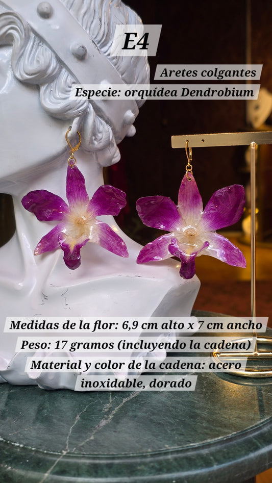 Aretes con orquídeas y tulipanes