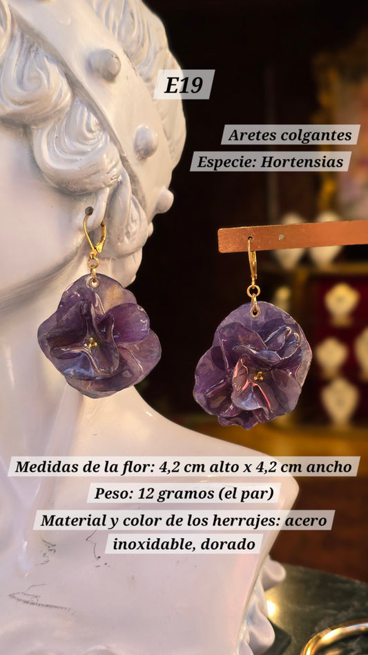 Aretes con Hortensias