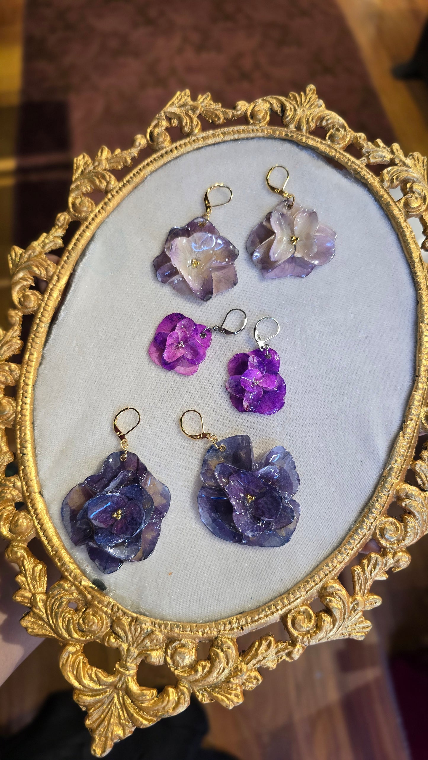 Aretes con Hortensias