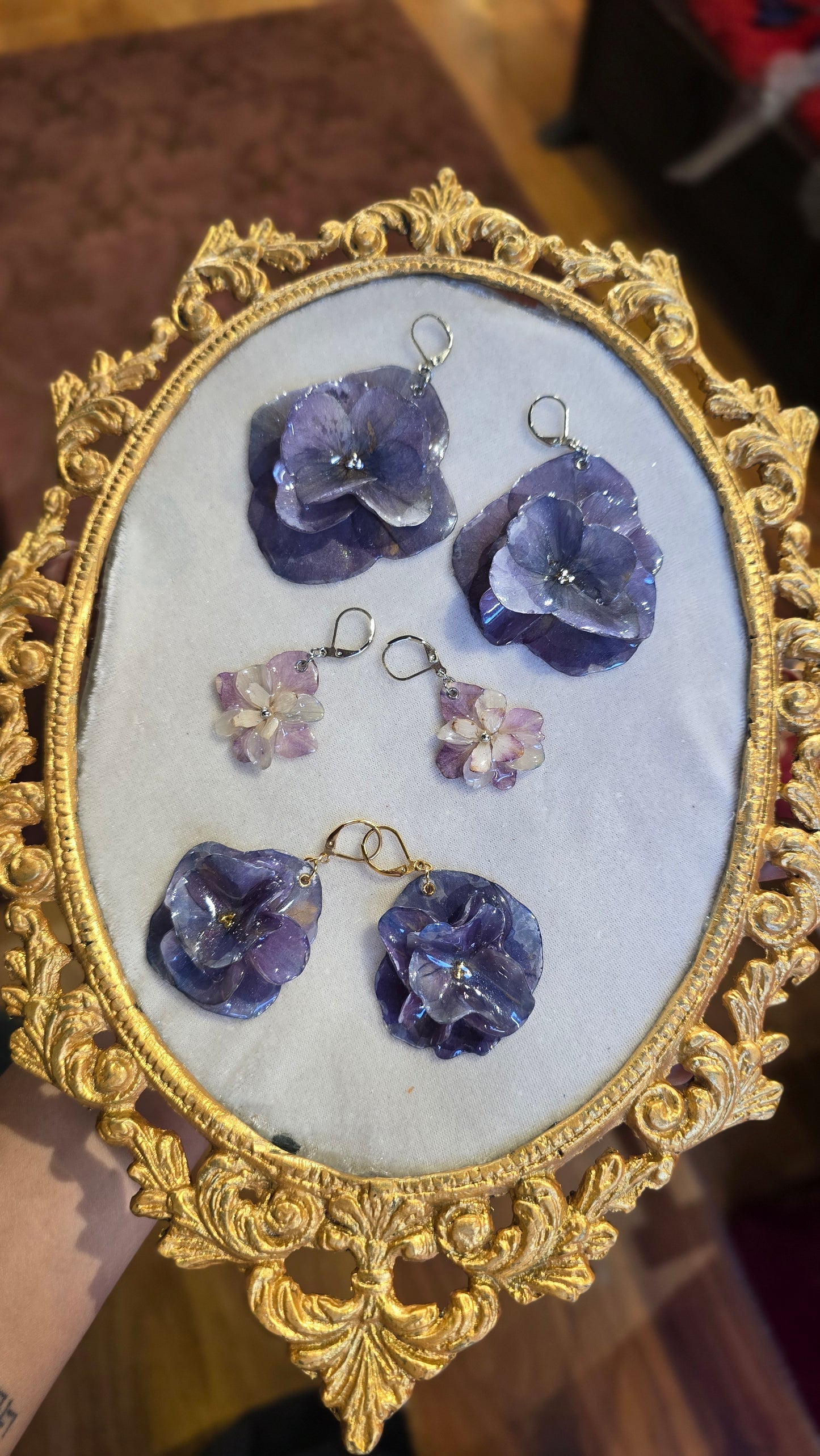 Aretes con Hortensias