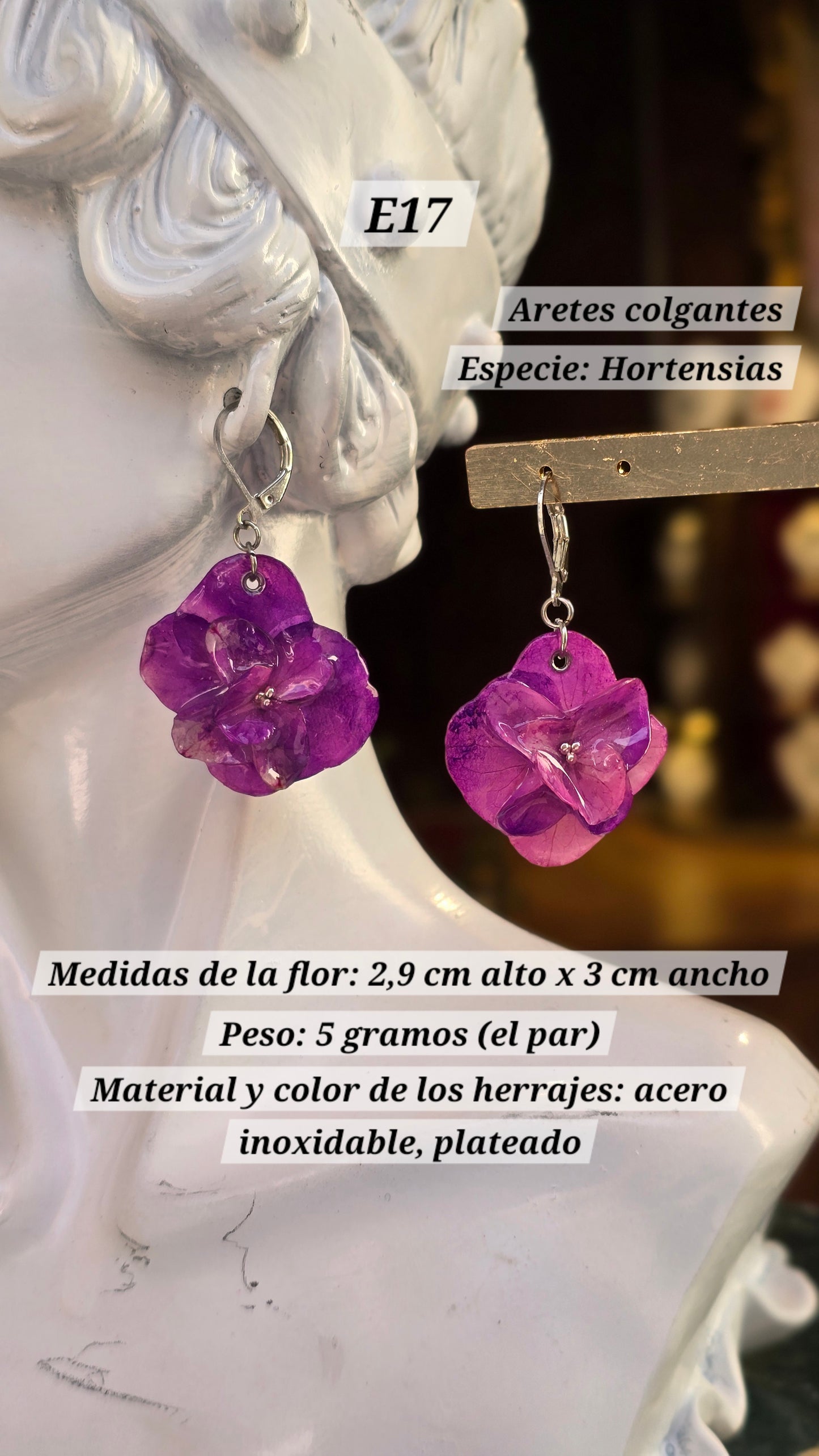 Aretes con Hortensias