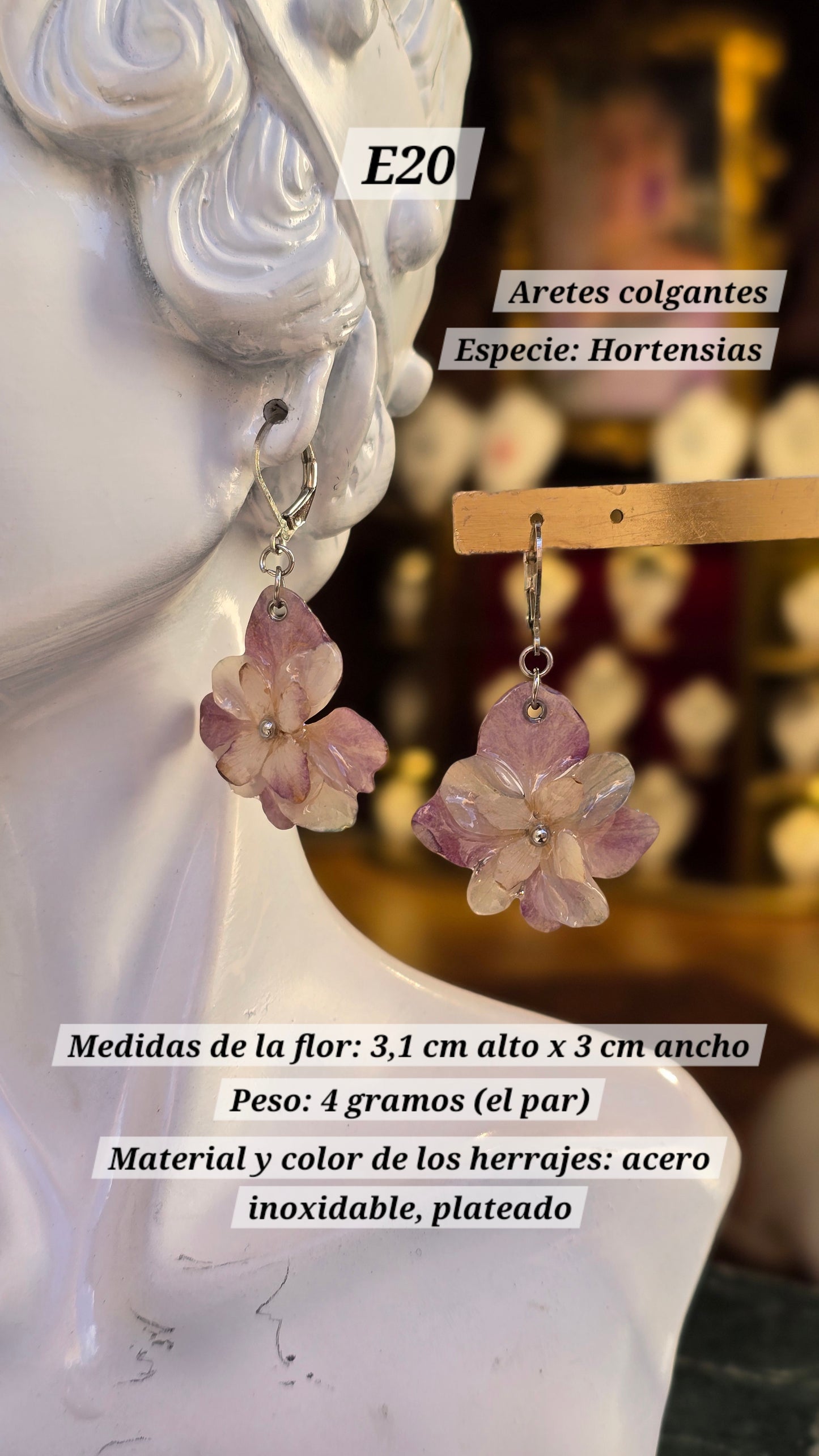 Aretes con Hortensias