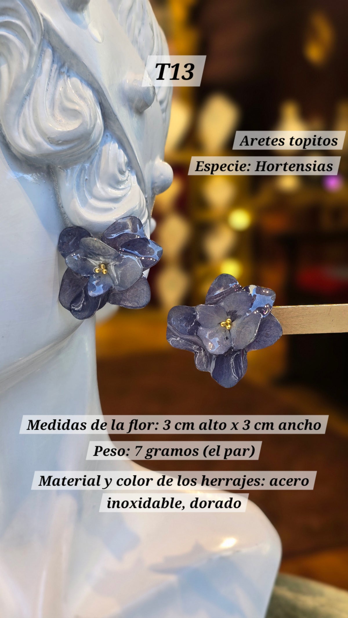 Aretes con Hortensias