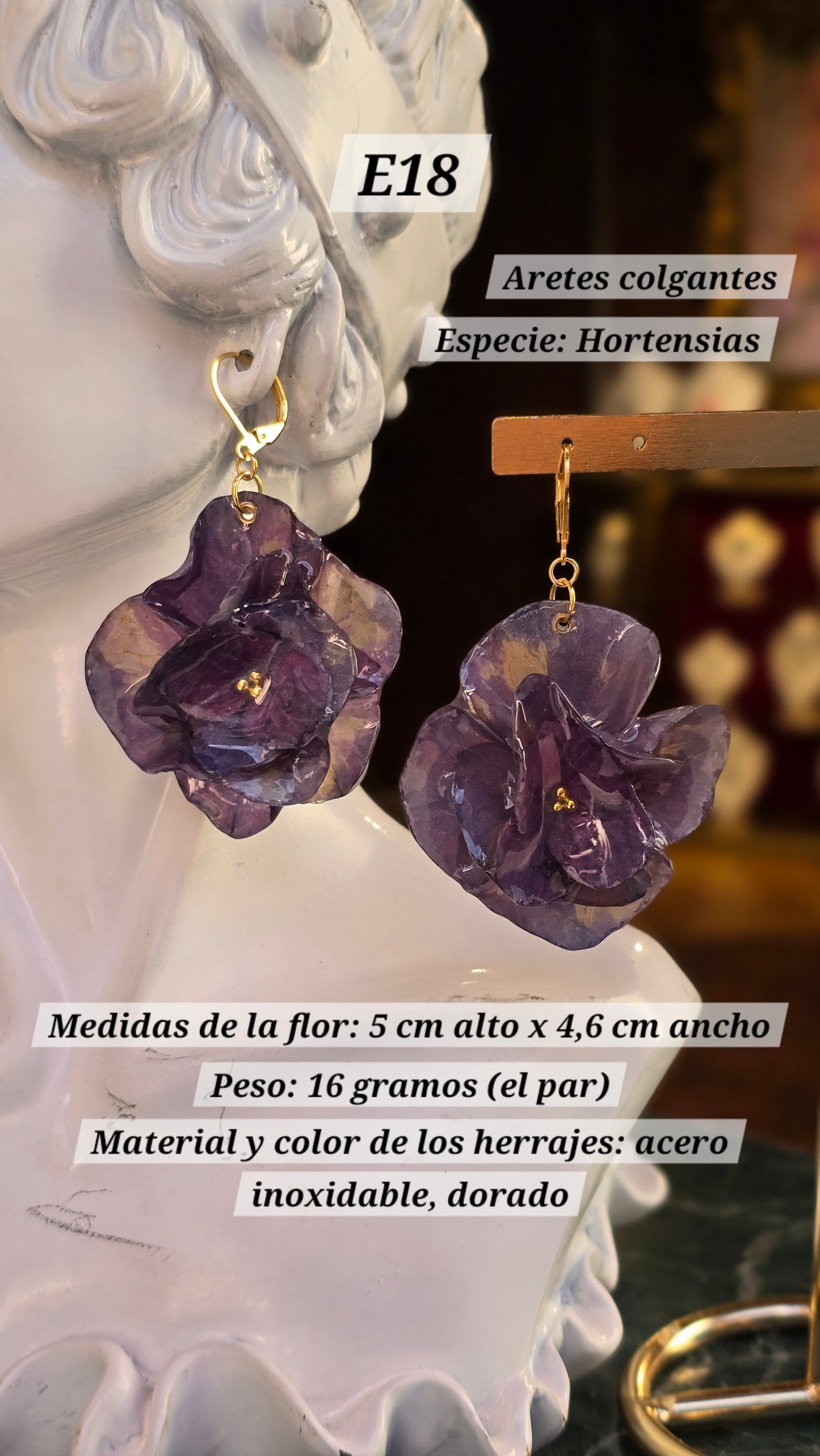 Aretes con Hortensias
