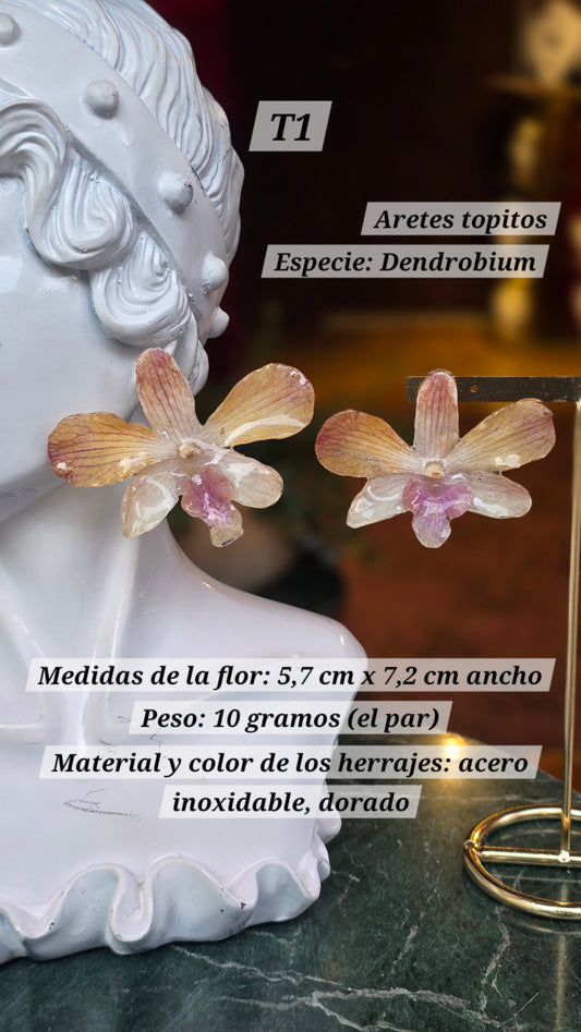 Aretes con orquídeas