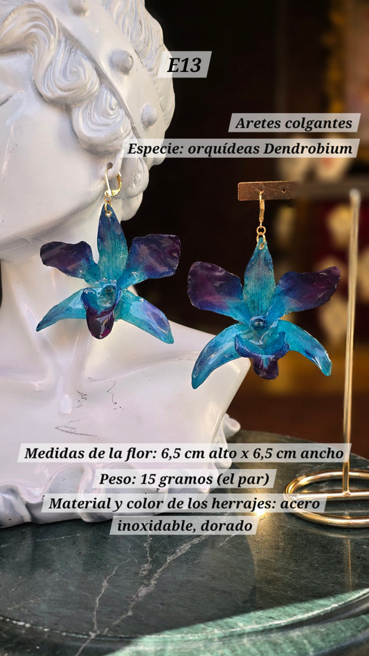 Aretes con orquídeas
