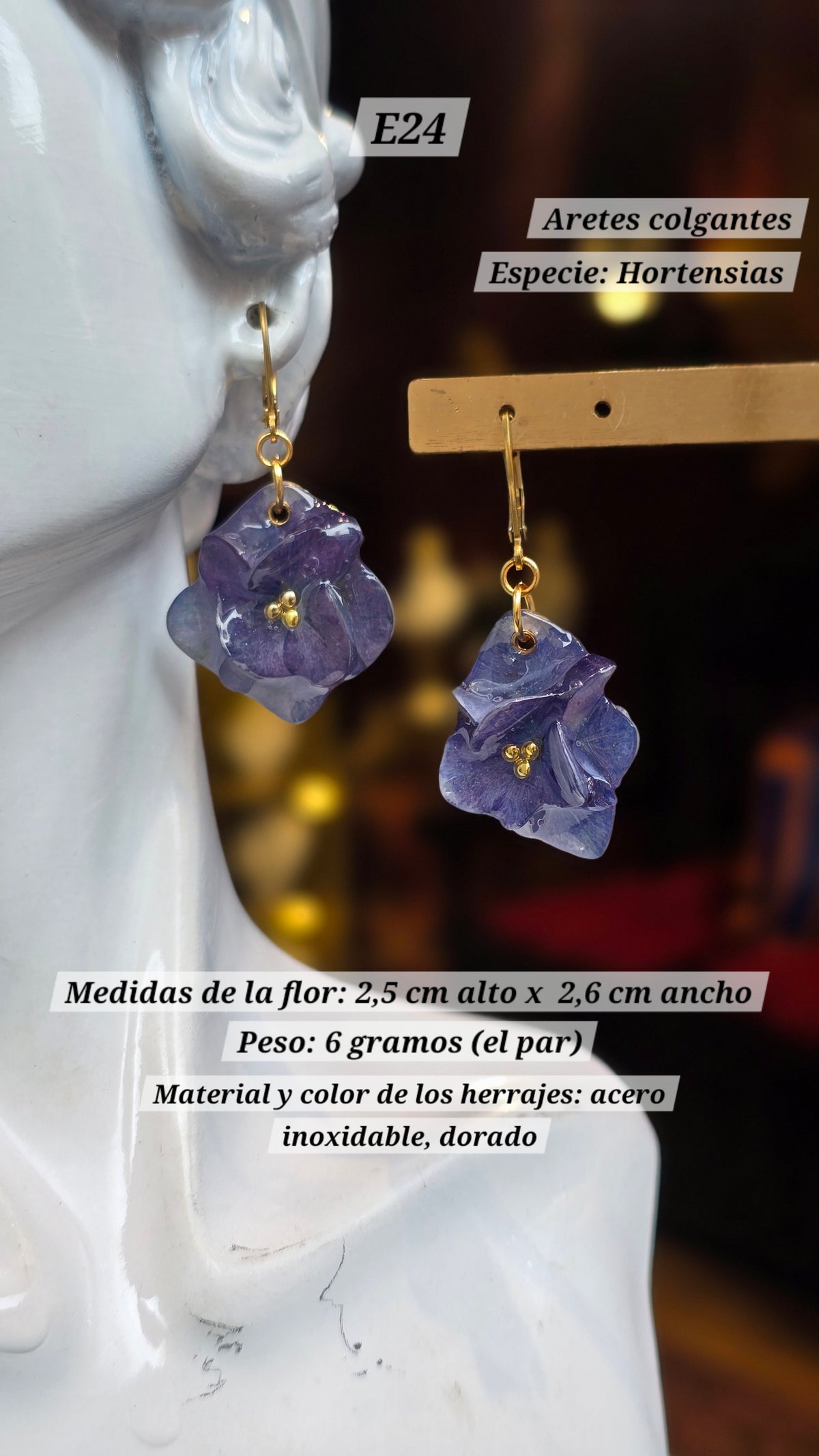 Aretes con Hortensias
