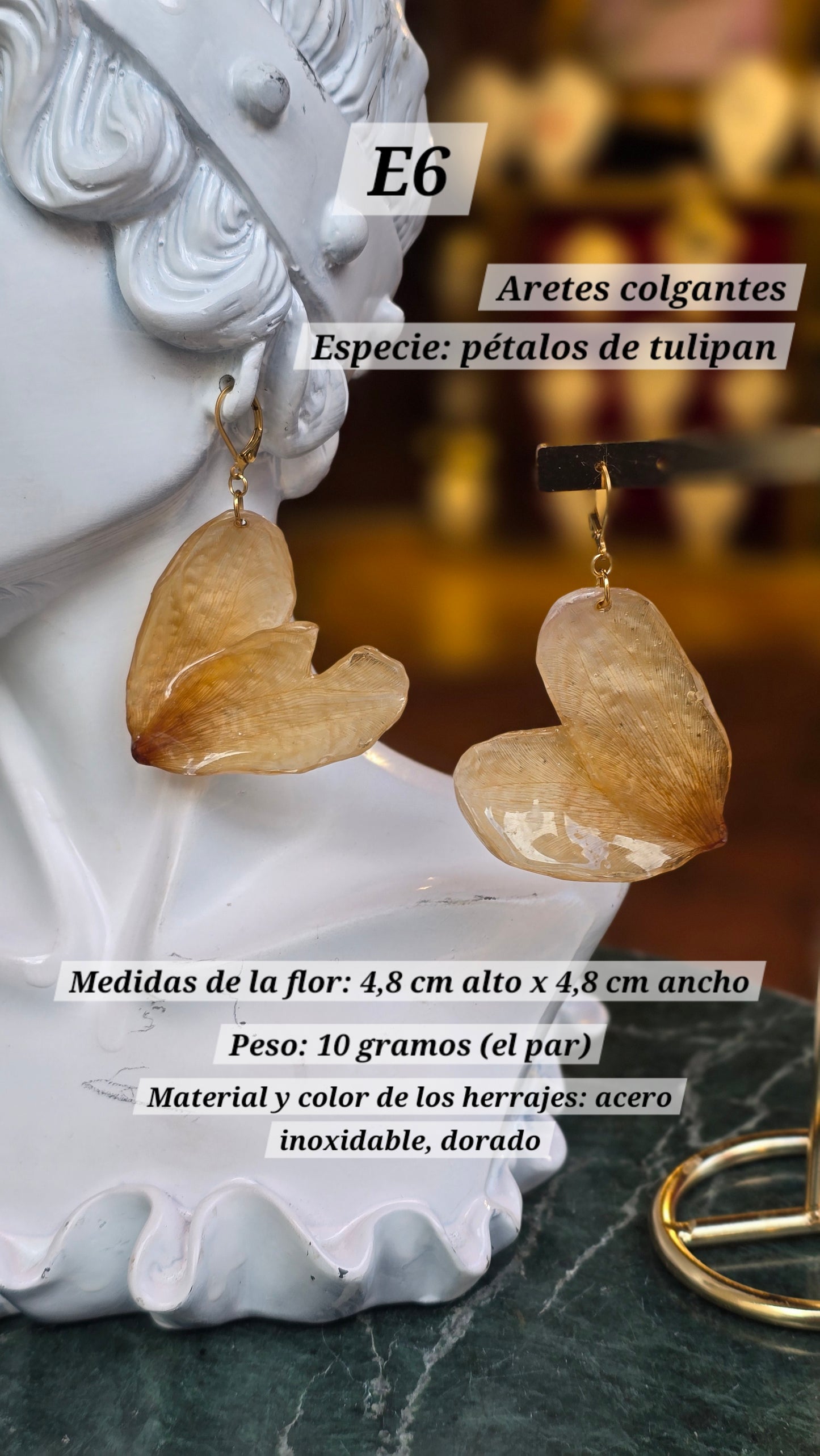 Aretes con orquídeas y tulipanes