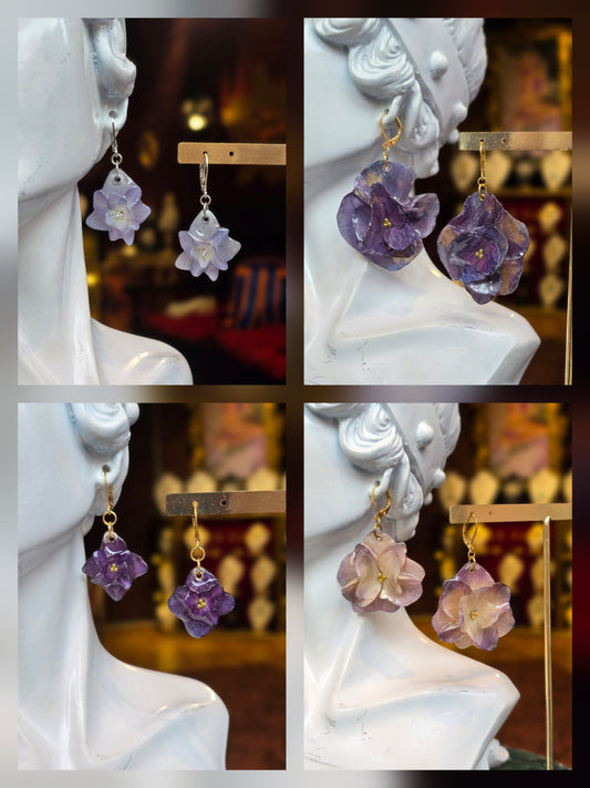 Aretes con Hortensias