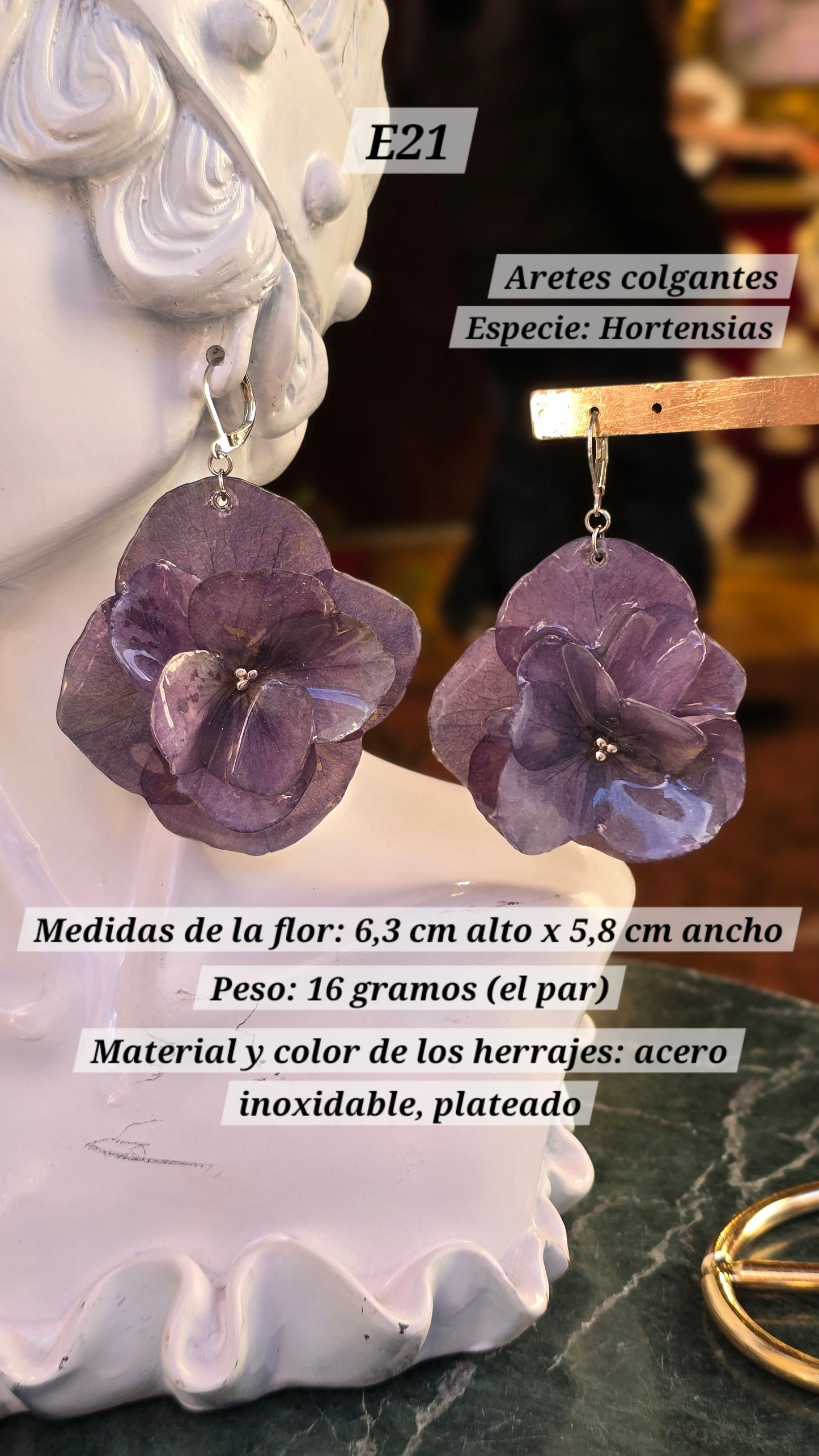 Aretes con Hortensias