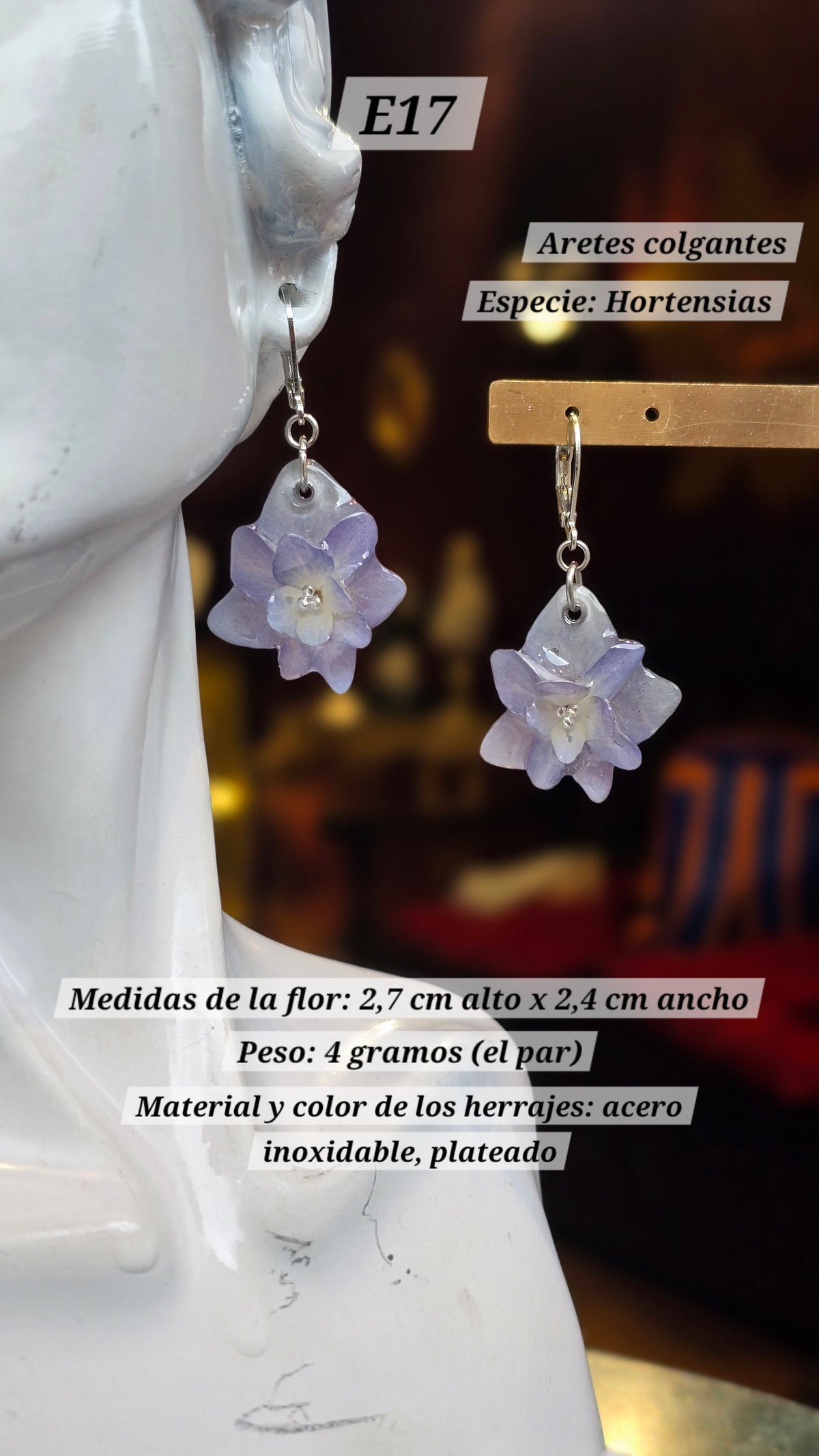 Aretes con Hortensias