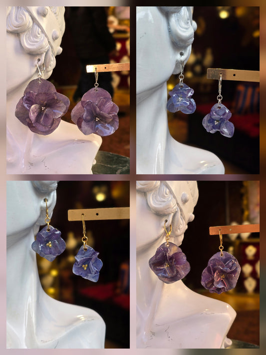 Aretes con Hortensias