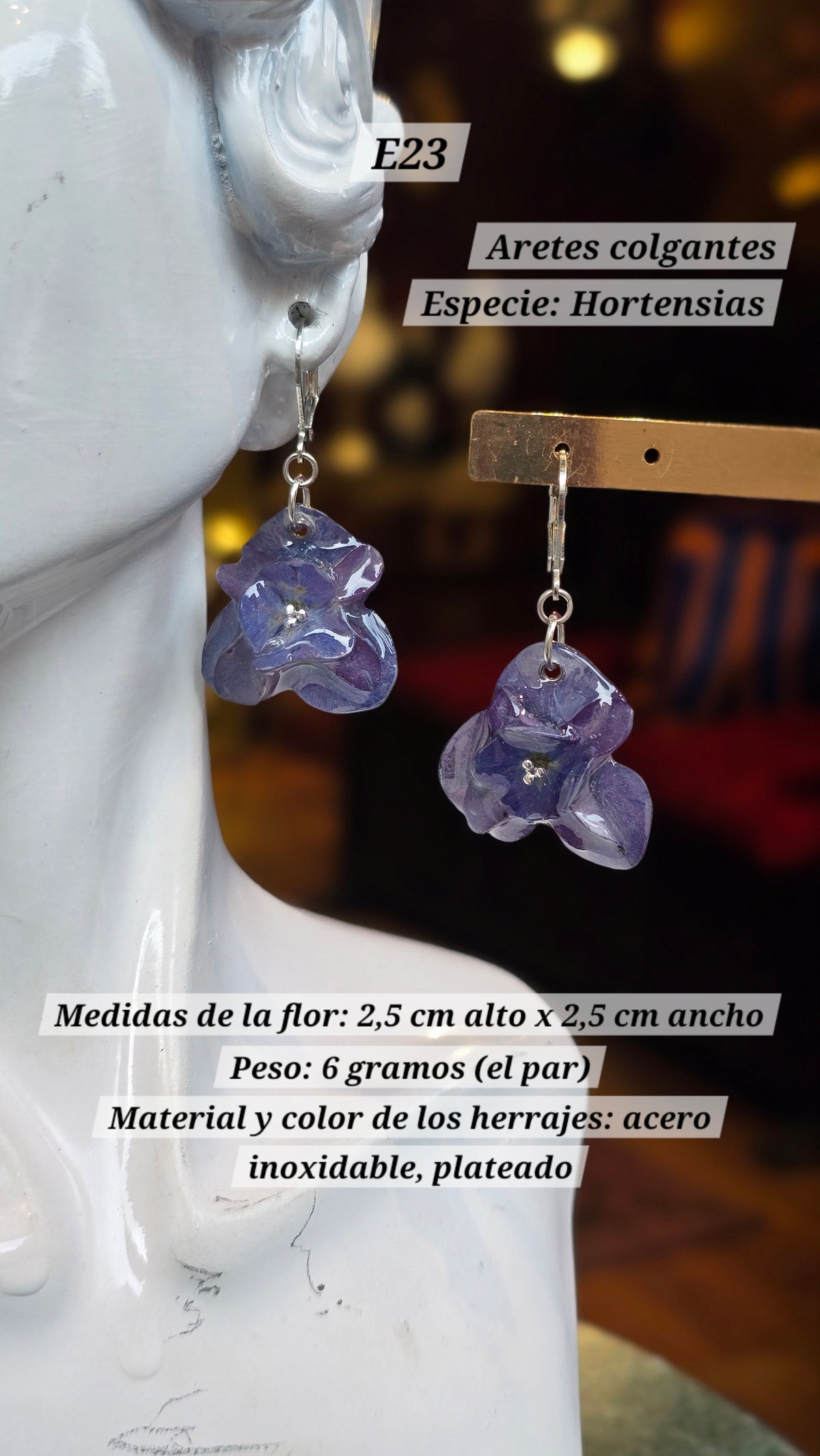 Aretes con Hortensias