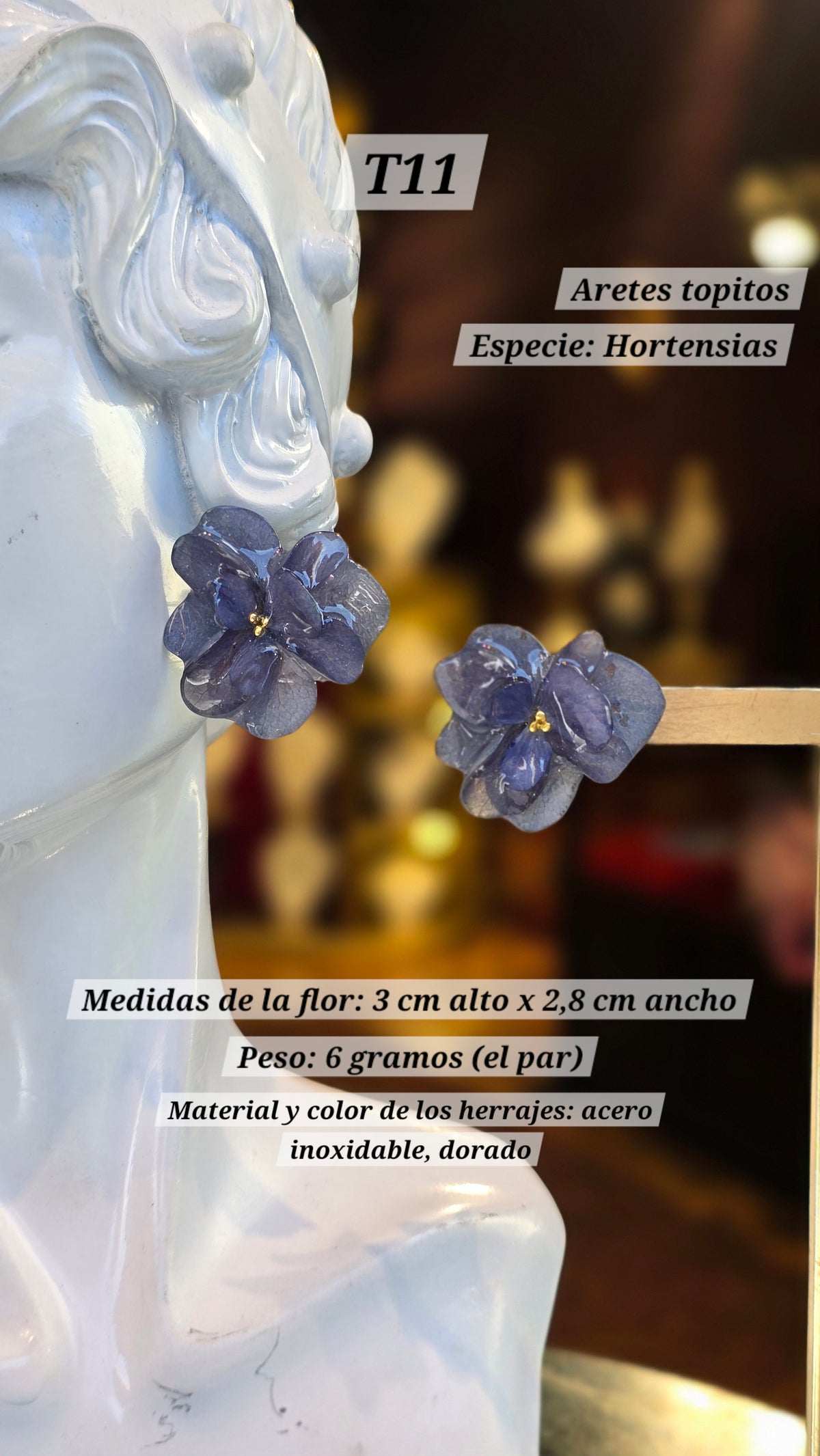 Aretes con Hortensias