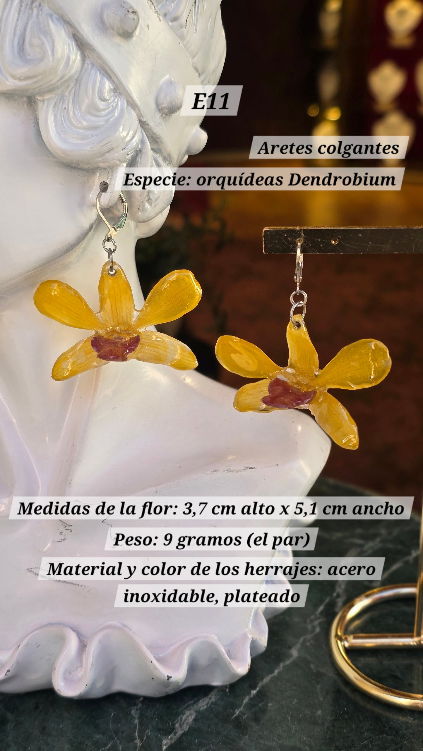 Aretes con orquídeas