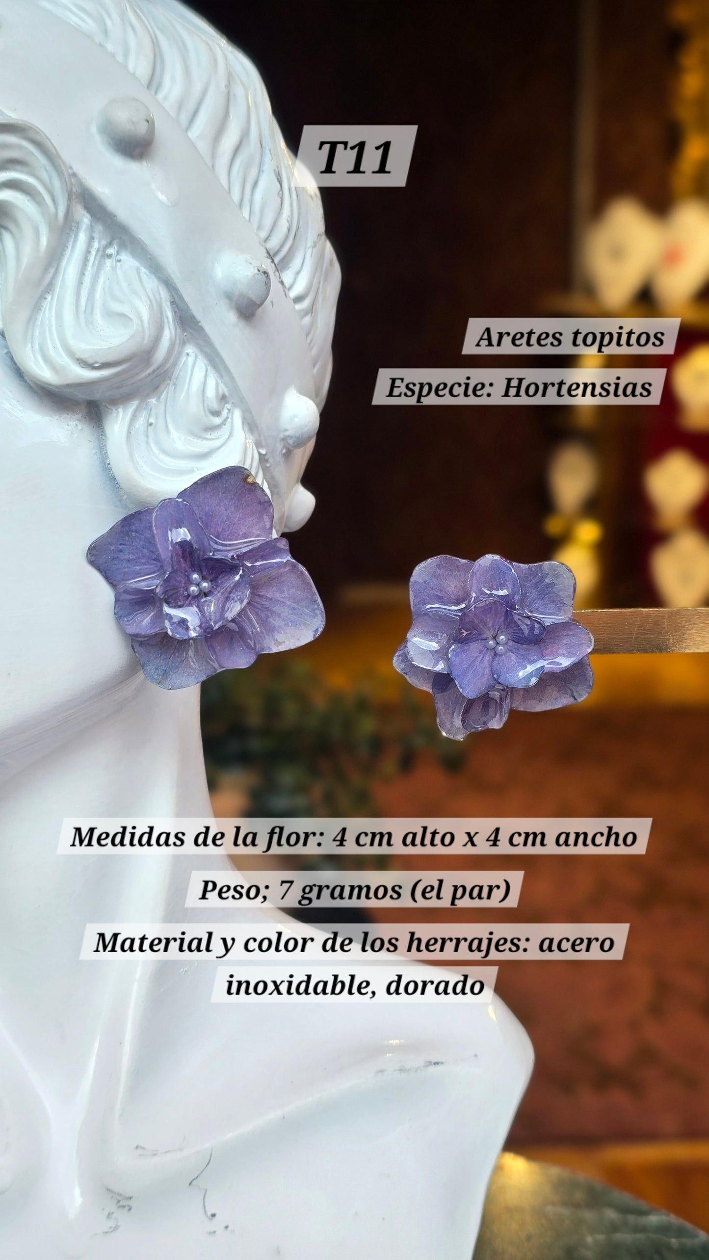 Aretes con Hortensias
