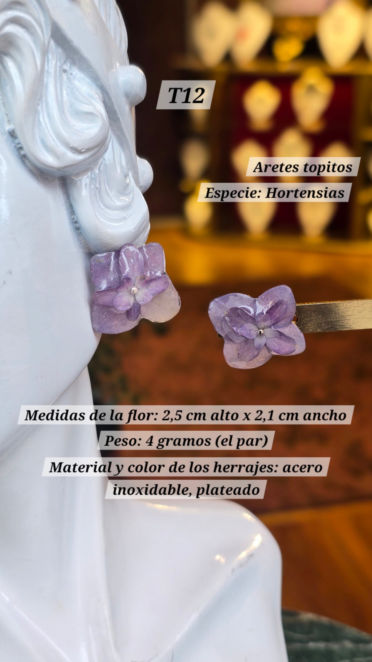Aretes con Hortensias