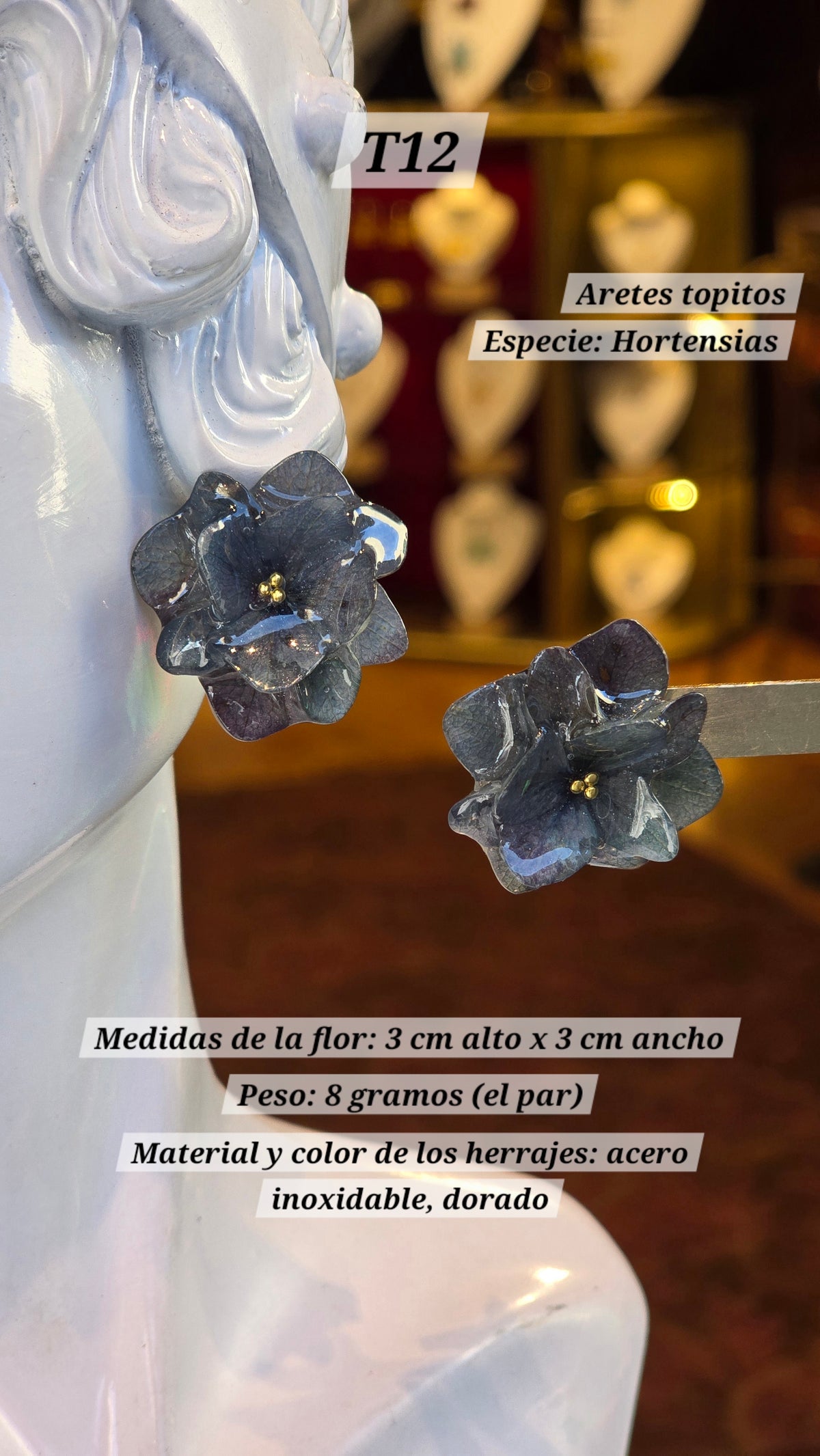 Aretes con Hortensias